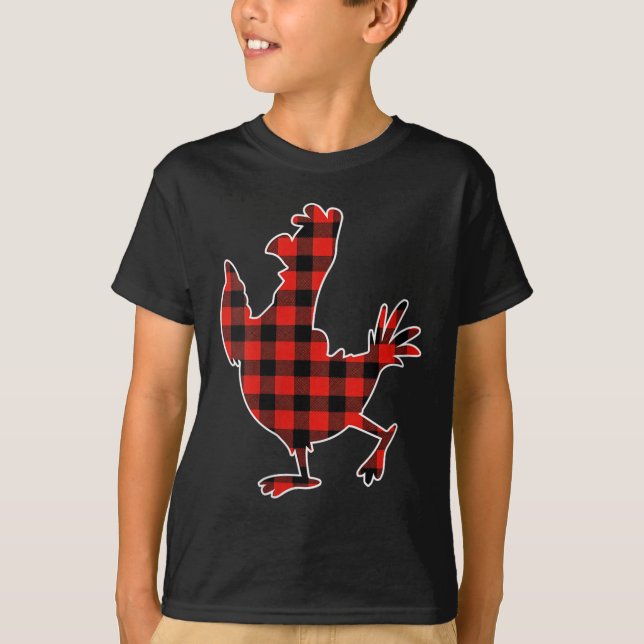 Camiseta Womens Red Buffalo Plaid Pajama Chicken Merry Chri (Anverso)
