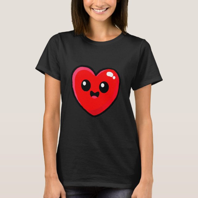 Camiseta Women's Red Heart Funny Cute Design For Men Women  (Anverso)