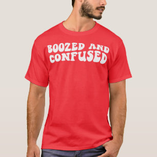 Camiseta Womens Retro Groovy Boozed and Confused Bride and 