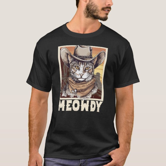 Camiseta Womens Retro Meowdy Cat funny Howdy Meme Western C (Anverso)