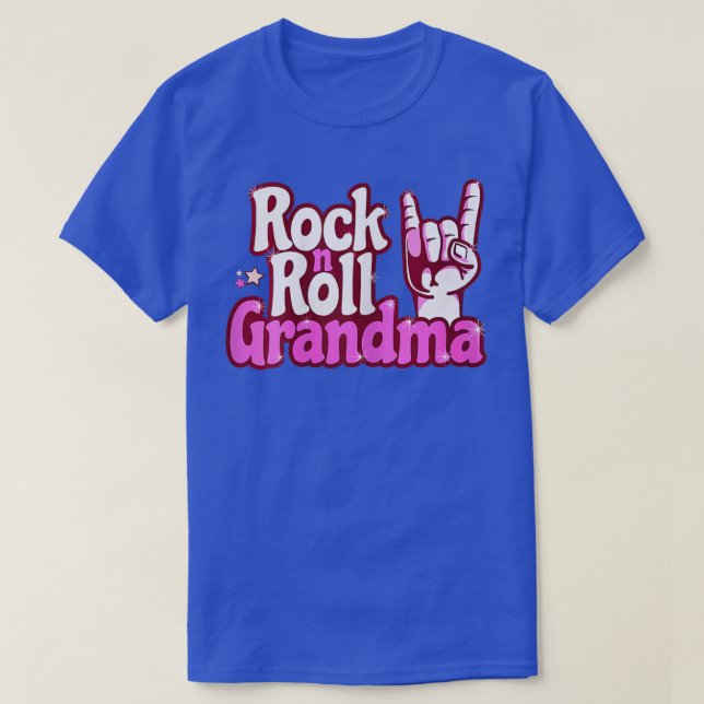 Camiseta Womens Rock N Roll Grandma Loves Pop Wonderful Mom (Diseño del anverso)