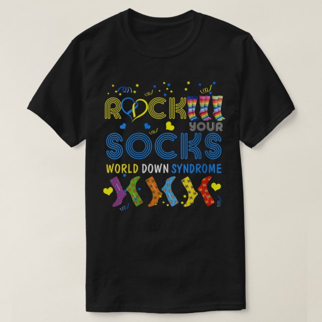 Camiseta Womens Rock Your Socks Cute 3-21 Trisomy 21 World  (Diseño del anverso)