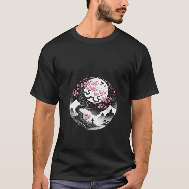 Camiseta Womens Sakura japanese cherry blossom nd moon japa (Anverso)