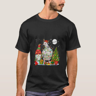 Camiseta Womens Santa Reindeer Pigeon With Christmas Gnome 