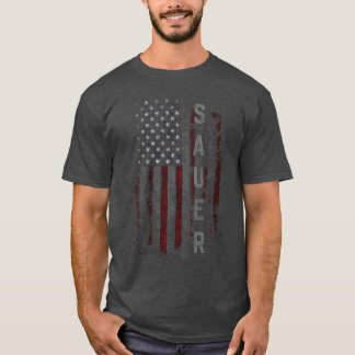 Camiseta Womens SAUER Family American Flag VNeck funny