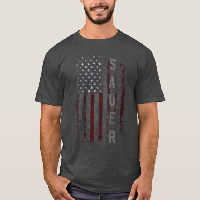 Camiseta Womens SAUER Family American Flag VNeck funny (Anverso)