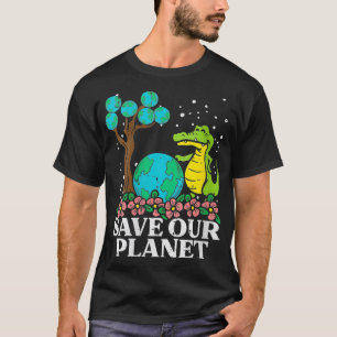 Camiseta Womens Save Our Planet Crocodile Tree Earth Day En