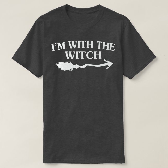 Camiseta Womens Scary Halloween design broom witch  (Diseño del anverso)