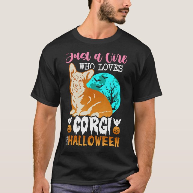 Camiseta Womens Scary Halloween dog corgi holder (Anverso)