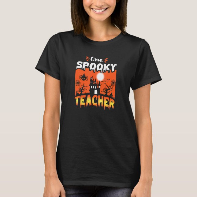 Camiseta Womens Scary Spooky Halloween Haunted Castle Night (Anverso)