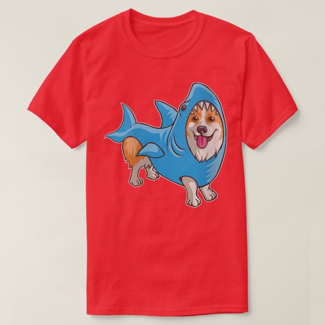 Camiseta Womens Shark CorgiFunny Dog Suit Puppy Great White (Diseño del anverso)