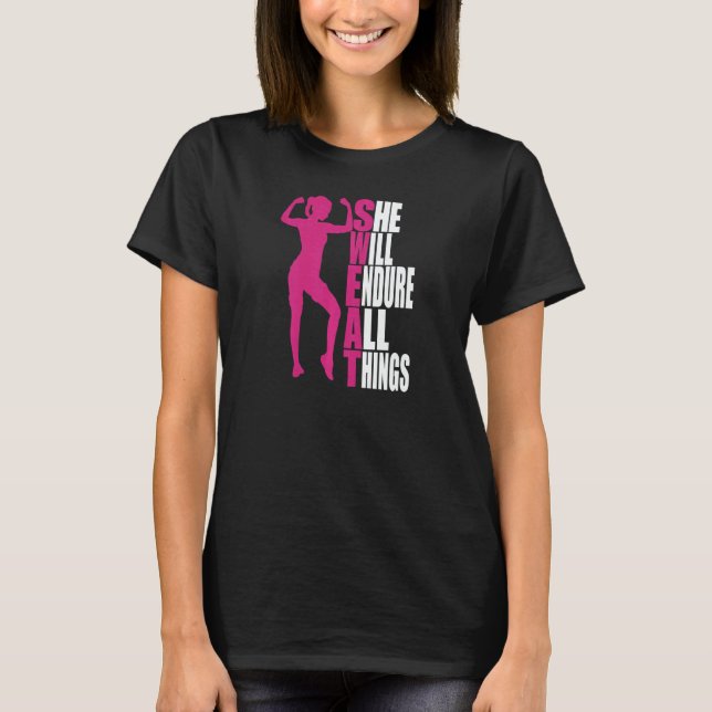 Camiseta Womens She Will Endure All Things Fitness Gym Wome (Anverso)