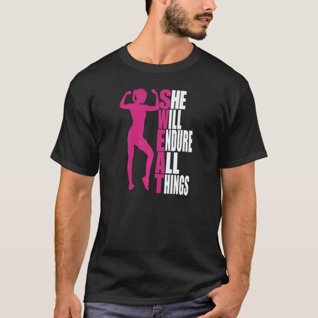 Camiseta Womens She Will Endure All Things Fitness Gym Wome (Anverso)