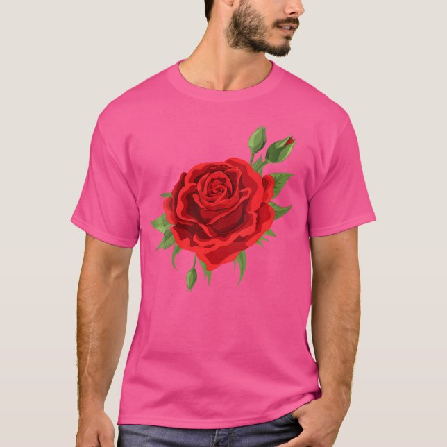 Camiseta Womens Single Red Roses Flower Of Cute Red Roses F (Anverso)