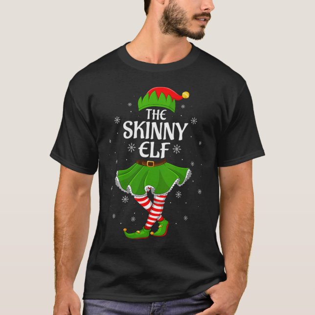 Camiseta Womens Skinny Elf Christmas Family Girls Women Elf (Anverso)