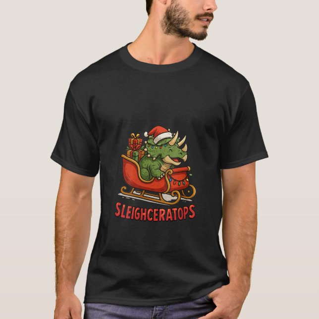 Camiseta Womens Sleighceratops Cute Ceratops Dinosaur Funny (Anverso)