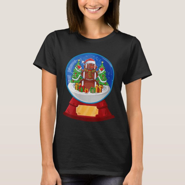 Camiseta Womens Snowman Football Santa Hat Merry Christmas  (Anverso)