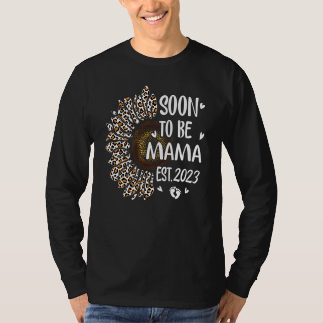 Camiseta Womens Soon To Be Mama 2023 Flower Leopard Pregnan (Anverso)