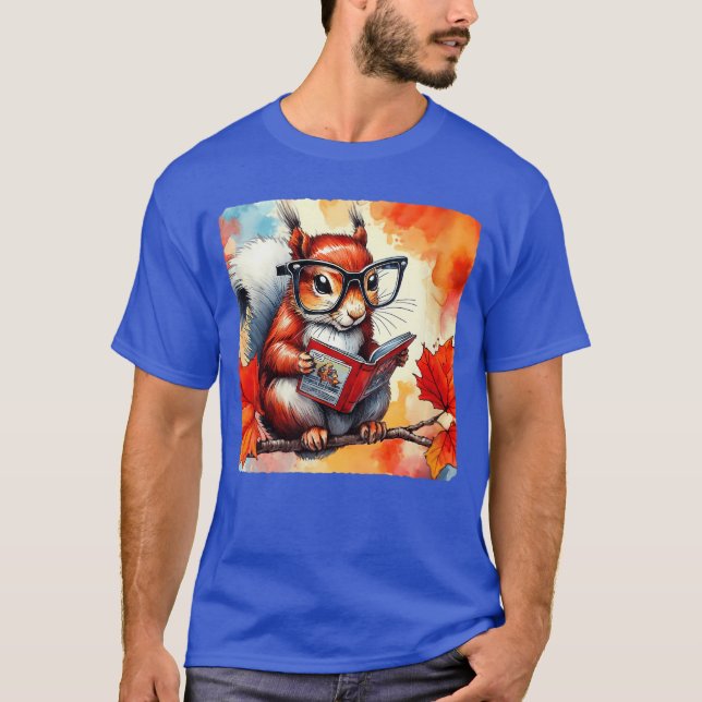 Camiseta Womens Squirrel Reading Comic Book On Autumn Branc (Anverso)