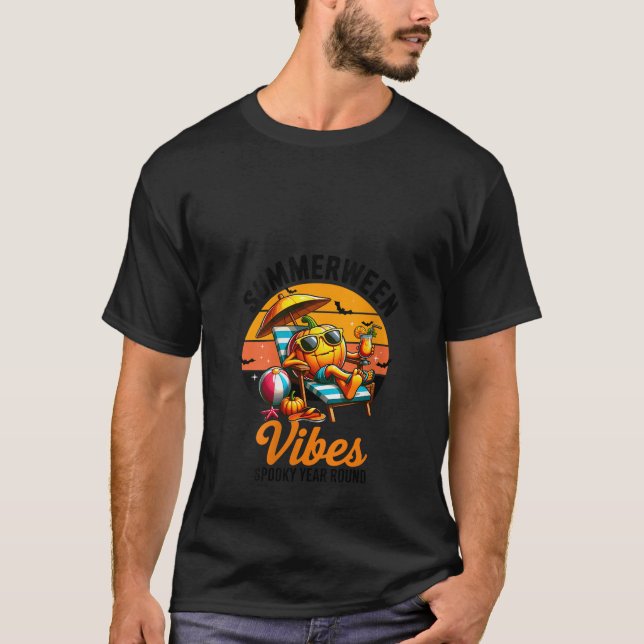 Camiseta Womens Summerween Vibes Pumpkin Year Round Hallowe (Anverso)