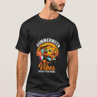 Camiseta Womens Summerween Vibes Pumpkin Year Round Hallowe