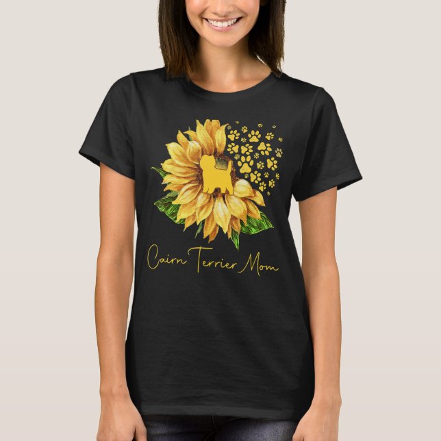 Camiseta Womens Sunflower Cairn Terrier Mom Dog Lover (Anverso)