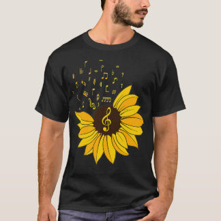 Camiseta Womens Sunflower Music Lover Notes Student Teacher