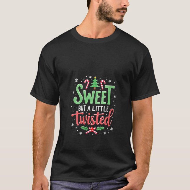 Camiseta Womens Sweet But Twisted Funny Christmas Candy Can (Anverso)
