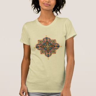 Camiseta Women's t-shirt geometric mandala in peach orange 
