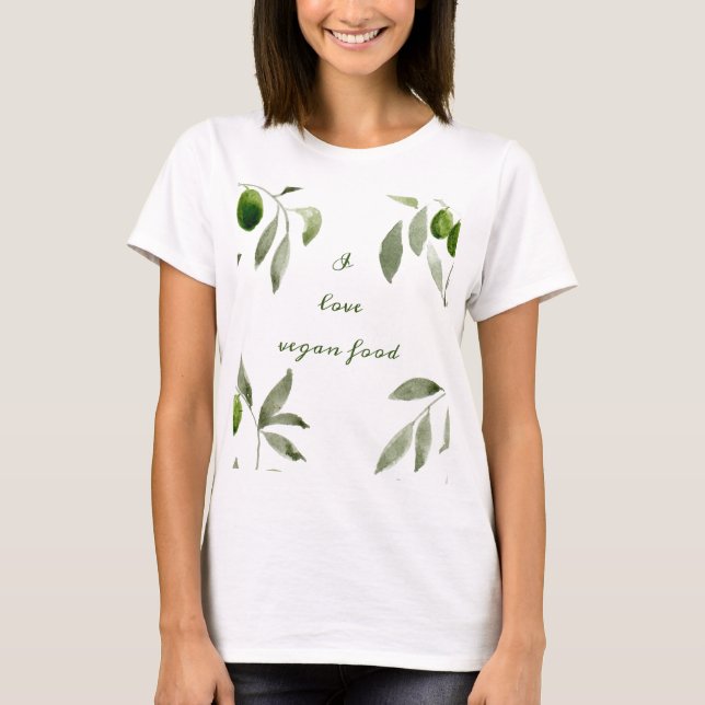 Camiseta Women's t-shirt with olives and I love vegan food  (Anverso)