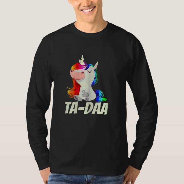 Camiseta Womens TA DAA Middle Finger Rainbow Unicorn (Anverso)