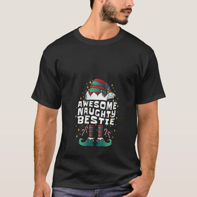 Camiseta Womens Team Naughty Bestie Awesome Elf Squad Favor (Anverso)
