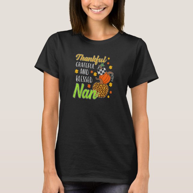 Camiseta Womens Thankful Grateful Blessed Nan Autumn Fall P (Anverso)