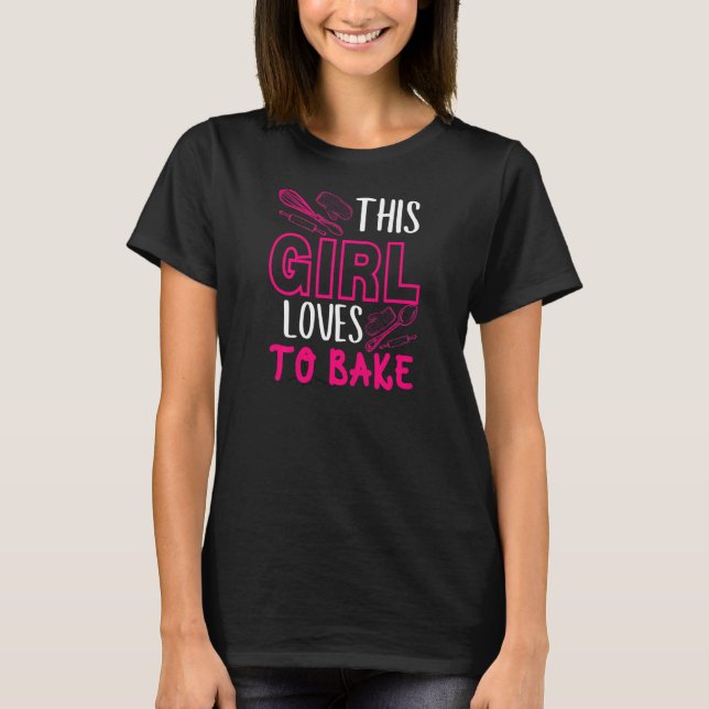 Camiseta Womens This girl loves to bake kitchen utensils qu (Anverso)