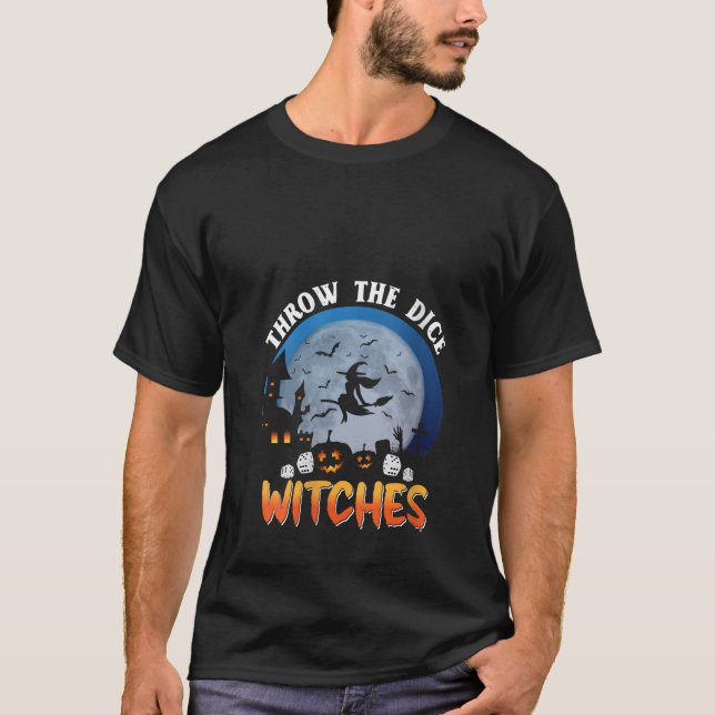Camiseta Womens Throw The Dice Witches Bunco Party Funny Ha (Anverso)