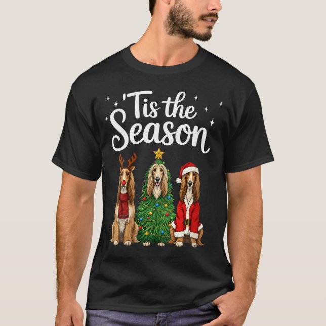 Camiseta Womens Tis The Season Afghan Hound Christmas Santa (Anverso)