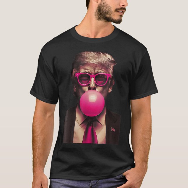 Camiseta Womens Trump Bubble Gum Funny V-neck  (Anverso)