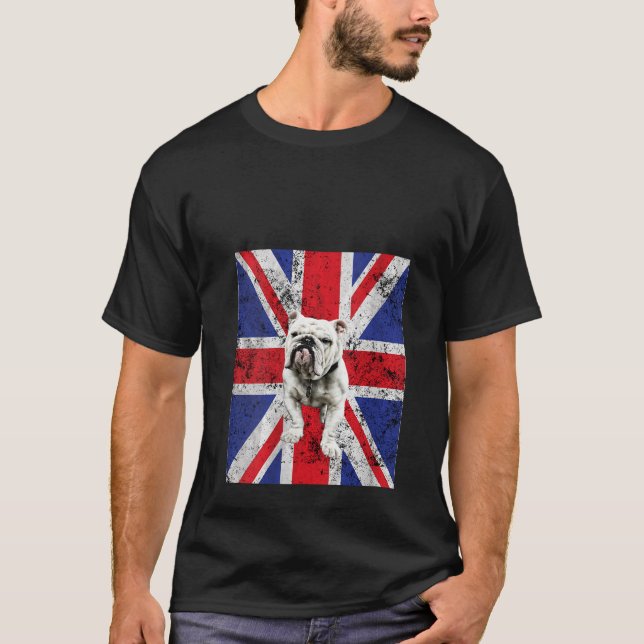 Camiseta Womens Union Jack Bulldog England United Kingdom B (Anverso)