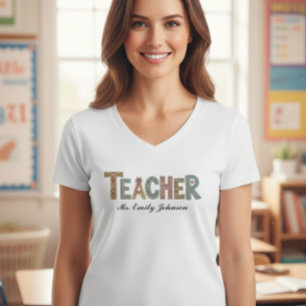 Camiseta Women's V-Neck Custom T-Shirt with Name