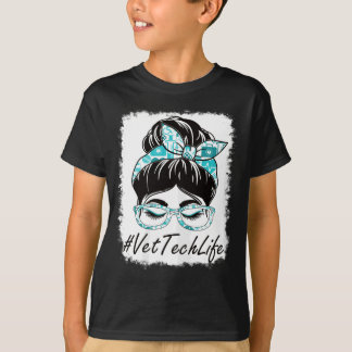 Camiseta Womens Vet Tech Messy Bun Apreciación Bleached Wo