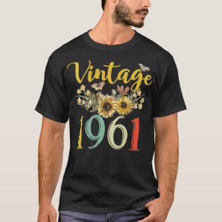 Camiseta Womens Vintage 1961 Sunflower 61st Birthday Awesom