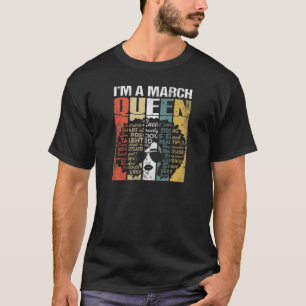 Camiseta Womens Vintage I'm A March Queen Black African Que