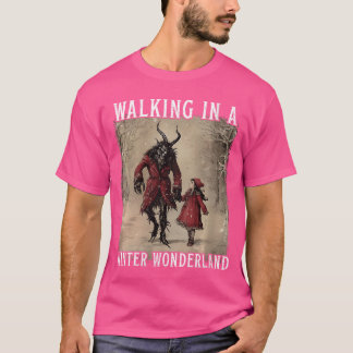 Camiseta Womens Walking in A Winter Wonderland Krampus Cree
