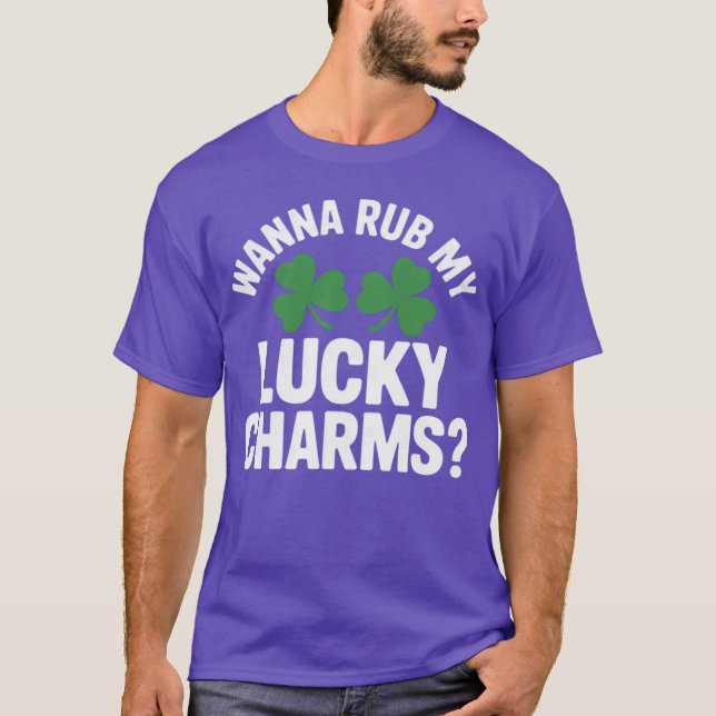 Camiseta Womens Wanna Rub My Lucky Charms Adult St Patricks (Anverso)