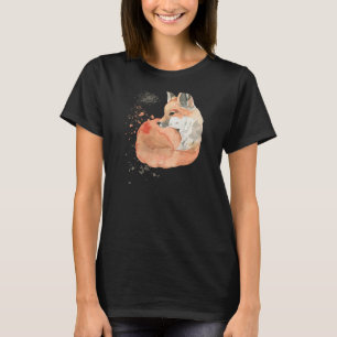 Camiseta Womens Watercolor Red Fox Wildlife