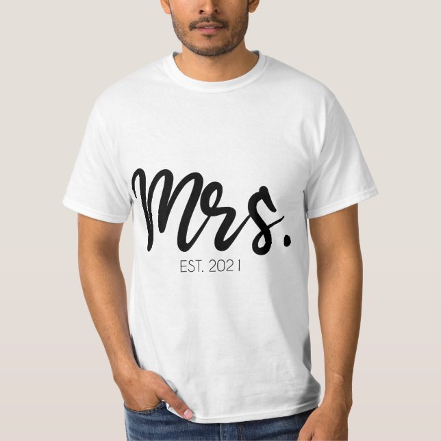 Camiseta Womens Wedding Matching Gifts Mrs. Est. 2021 Brida (Anverso)