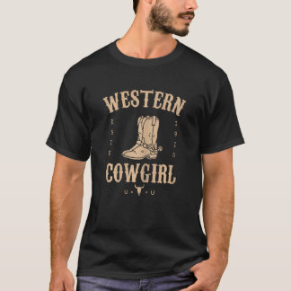 Camiseta Womens Western Cowgirl Yeehaw Hippie Boho Cow Bull
