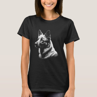 Camiseta Women's White German Shepherd Black Tee