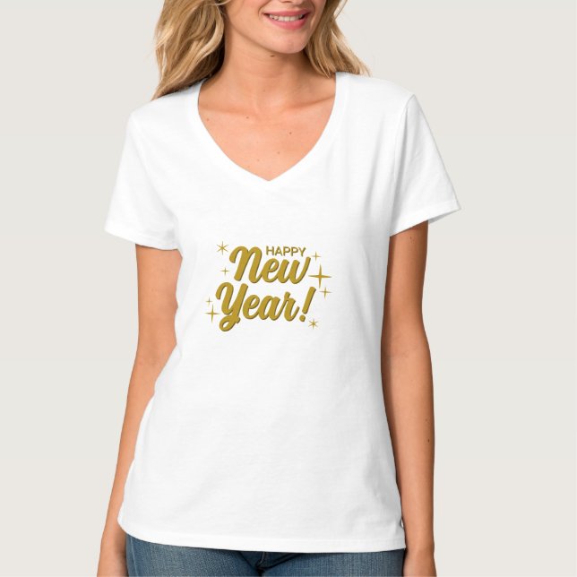 Camiseta Women's white t-shirt - Happy New Year with an ele (Anverso)