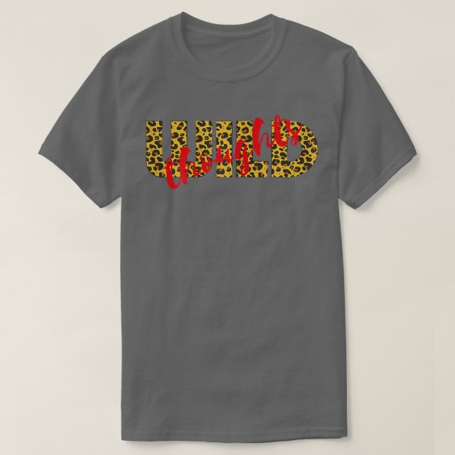Camiseta Womens WILD Thoughts Leopard Cheetah Print Red  (Diseño del anverso)